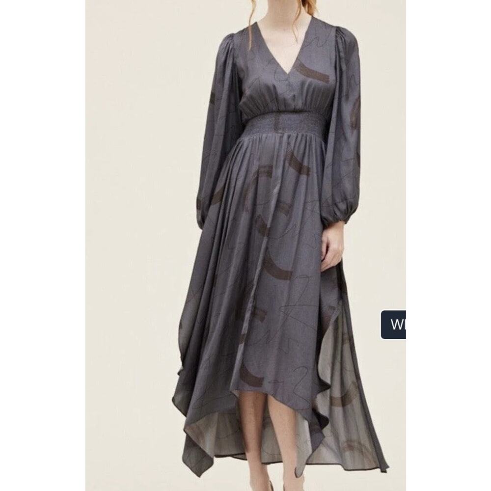 Grade&Gather Maxi Dress Anthropologie L Fall Sleeves Leaf Fairy Whimsy Cottage